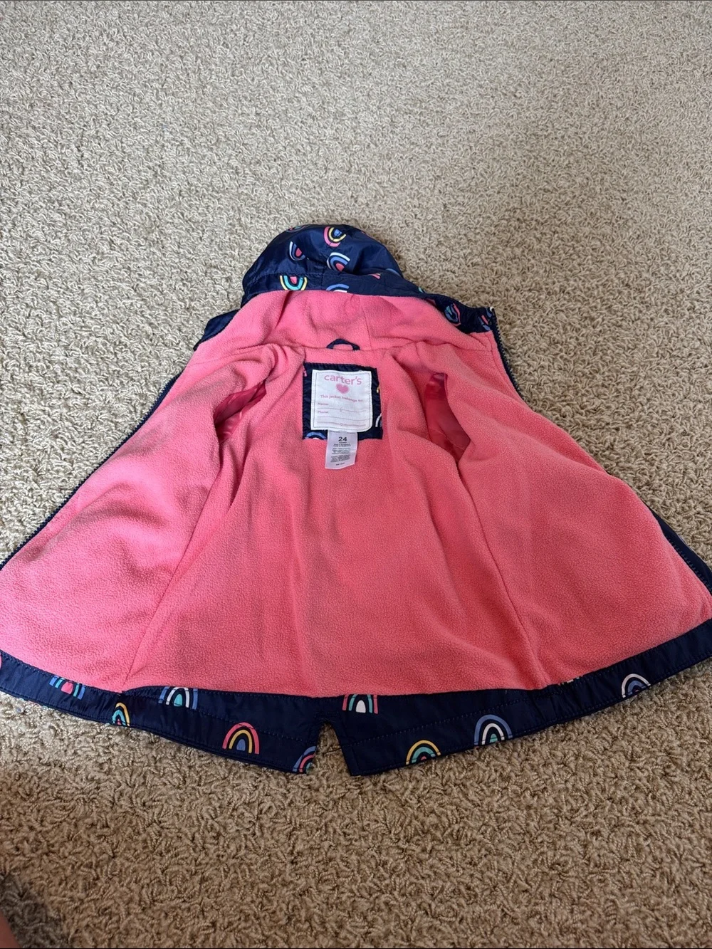 Carters Navy Rainbow Hooded Jacket